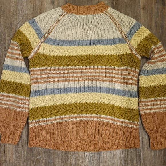 Vici Raglan Sleeve Knit Sweater Mustard Multi Size XSMALL (Oversized) - Picture 7 of 9